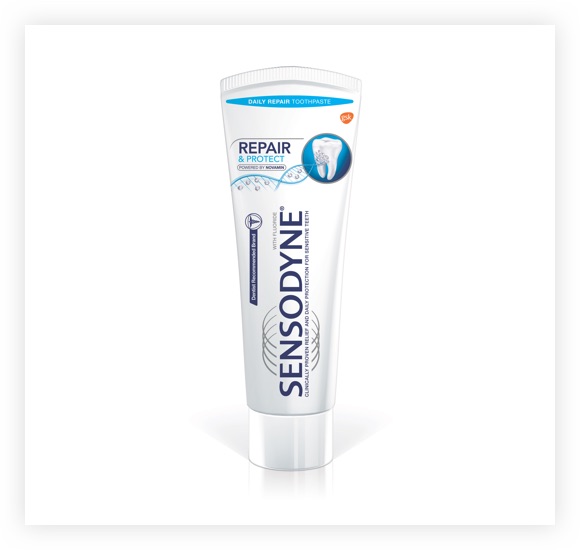 Tube of Sensodyne toothpaste